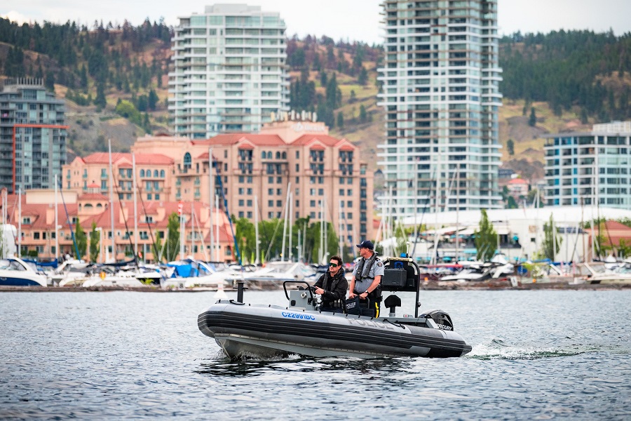 Officers patrolling Okanagan Lake on Canada Day 