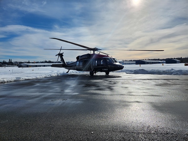 RCMP Black Hawk helicopter on tarmac