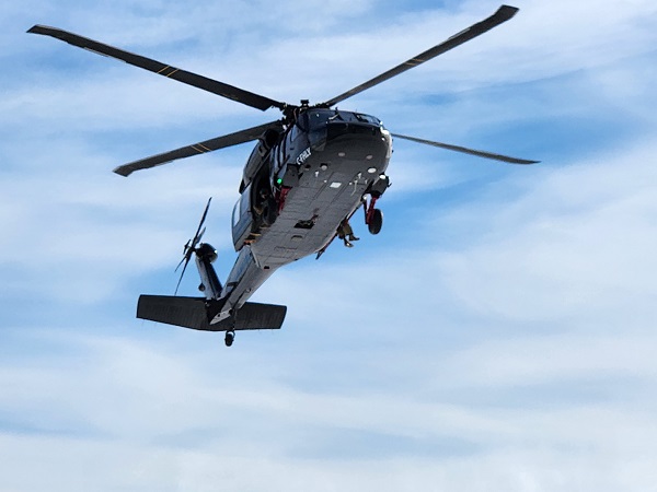 RCMP Black Hawk helicopter in flight