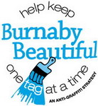 Anti-graffiti logo that reads Help Keep Burnaby Beautiful One Tag at a Time - An Anti Graffiti Strategy