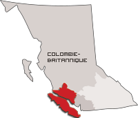 Carte de la C.-B. désignant le District de l’île en rouge.