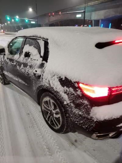 Vehicle with excessive snow on it