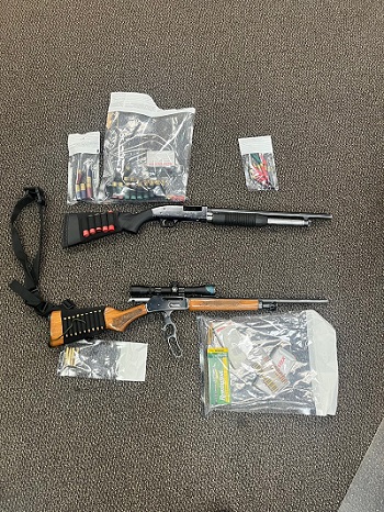 Firearms and ammunition seized from Burgie